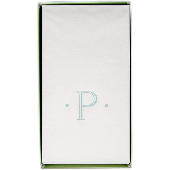 Antique Robin's Egg Single Initial Guest Towel Napkins in Letter P 3 Pack (24 Total)