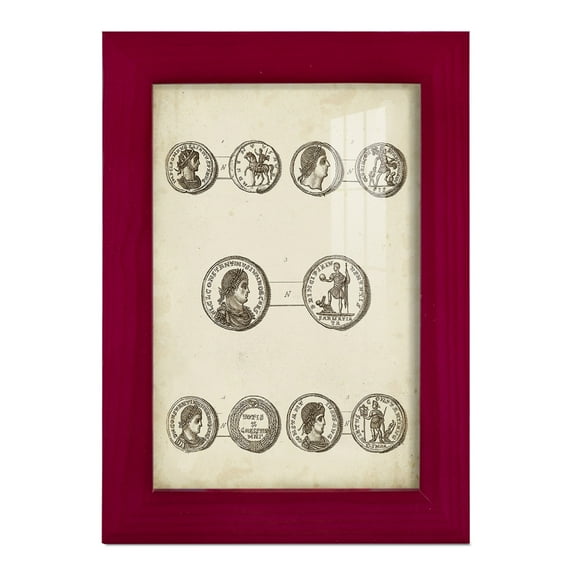 Antique Roman Coins V -Framed Print w/glass-Cherry Red