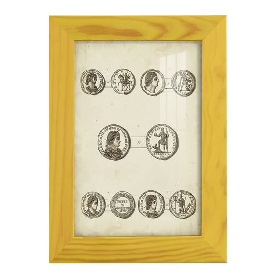 Antique Roman Coins V -Framed Print w/glass-Sunflower Yellow