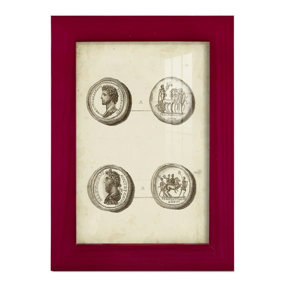 Antique Roman Coins VI -Framed Print w/glass-Cherry Red