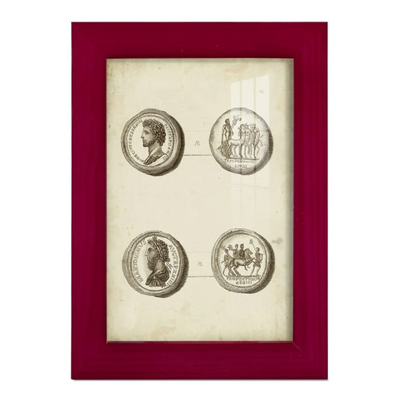 Antique Roman Coins VI -Framed Print w/glass-Cherry Red