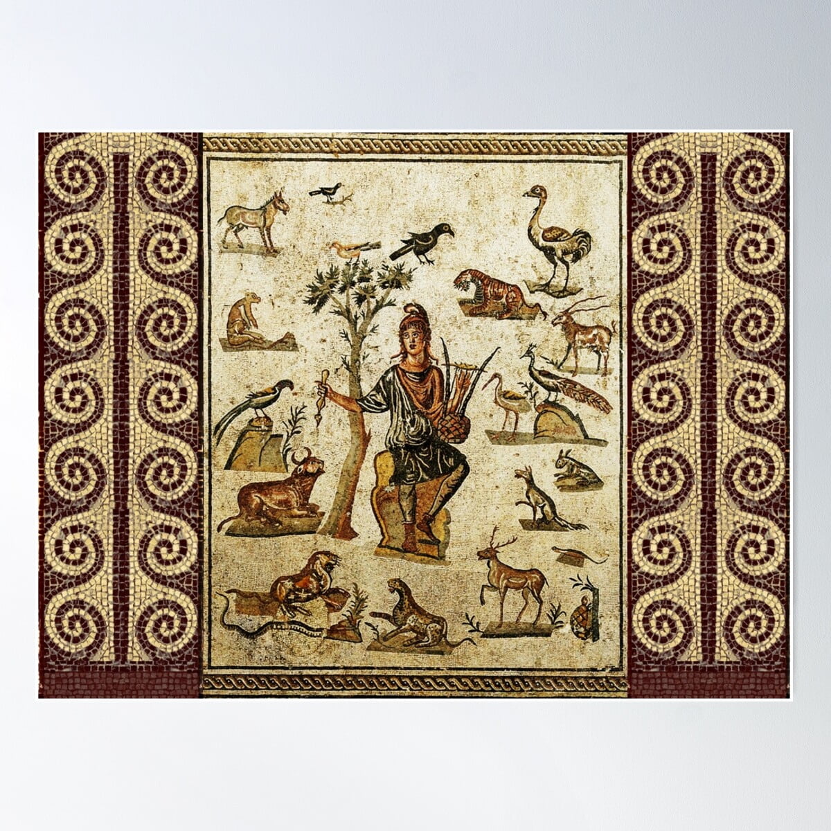 Antique Roman Mosaics ,Orpheus Enchanting Animals With His Music Poster ...