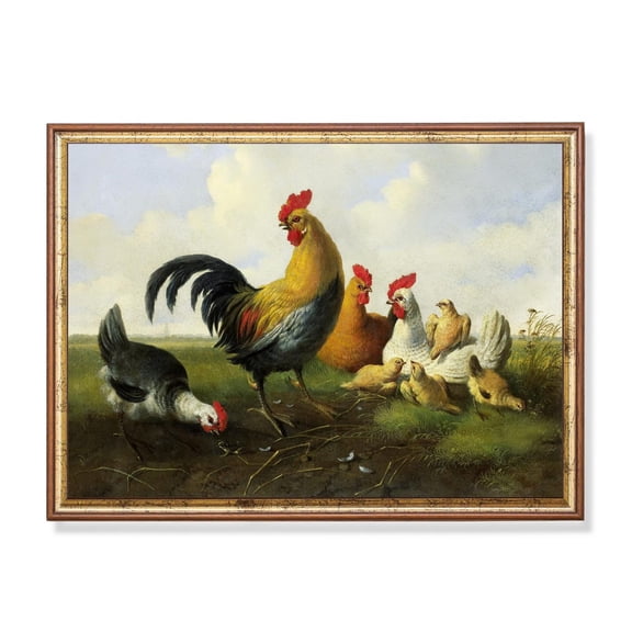 Antique Rooster Poster Vintage Farmhouse Animal Art Home Decor, 24x36 UNFRAMED