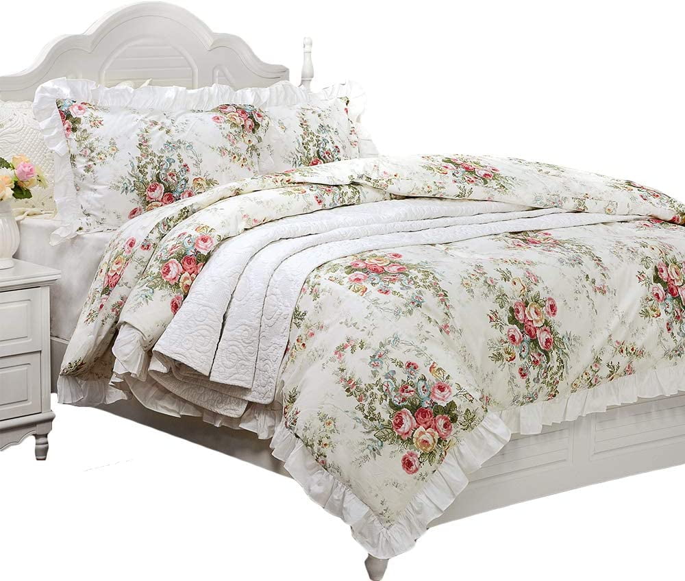 Antique Rose Bedding 100% Cotton Vintage Floral TwinXL Zipper Duvet ...