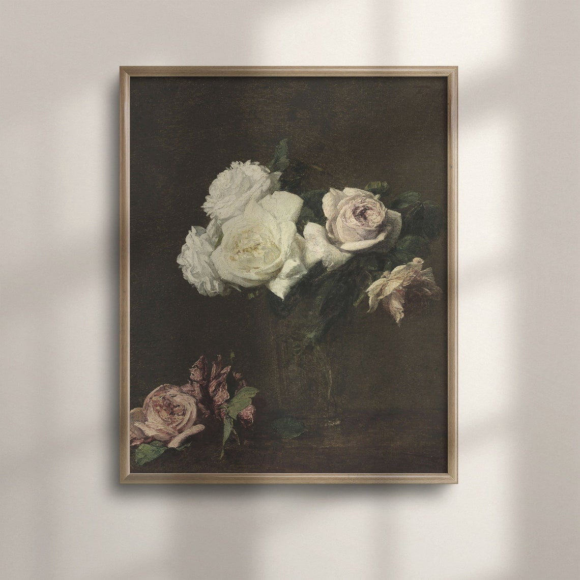 Antique Rose Floral Moody Botanical Dark Academia Wall Art Print ...