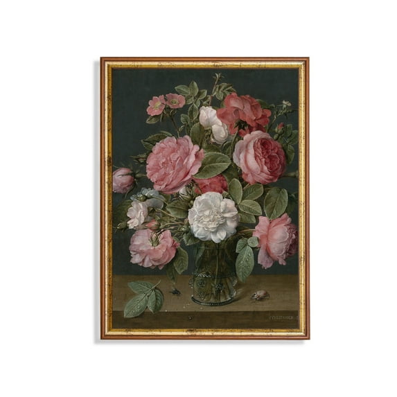 Antique Roses Still Life Vintage Dutch Master Art Home Decor, 12x18 UNFRAMED
