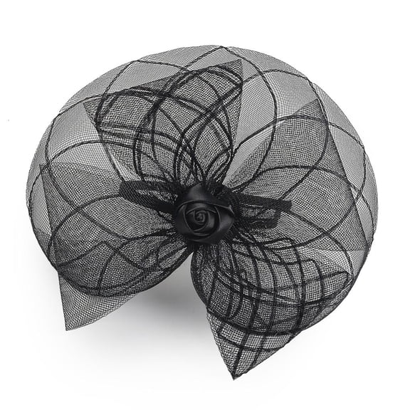 Antique Rosette Flapper Headpiece Mesh Veil Bridal Hair Hoop For Evening Event