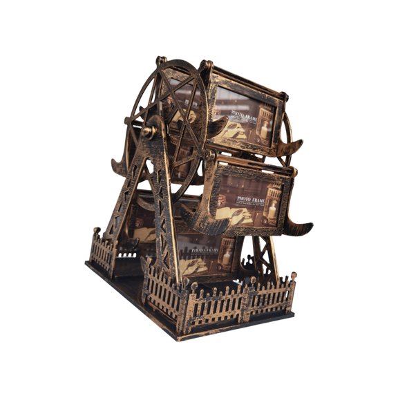 Antique Rotating Wheel Photo Frame With 6 Glass Panel Personalize Picture Frame For Home Table Top Decors