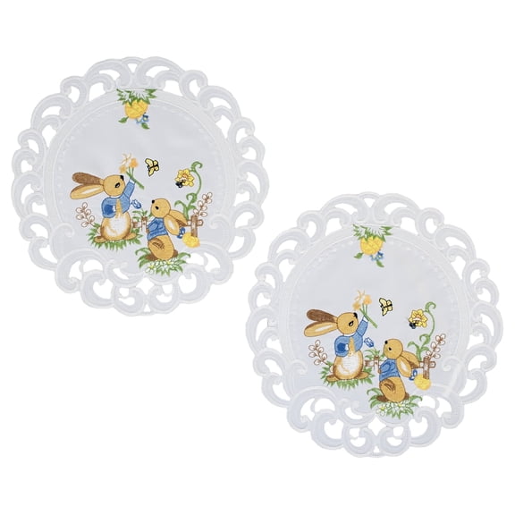 Antique Royal Rose White Jacquard Lace Doily (15" RD)