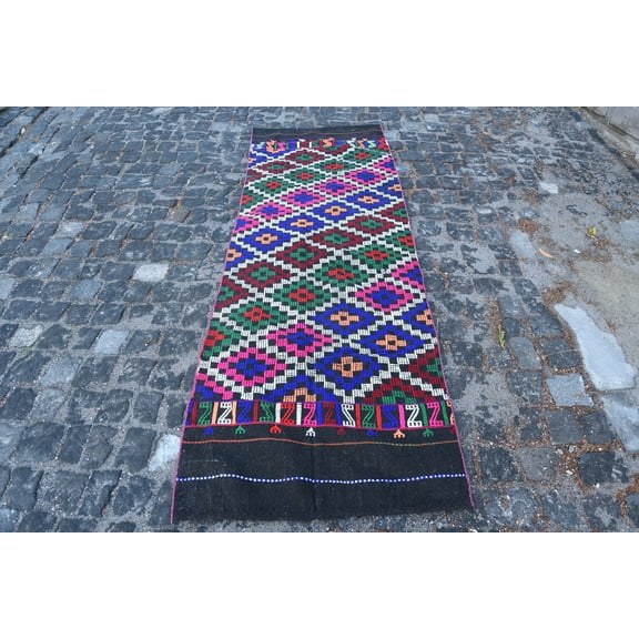 Antique Rugs, Pale Rug, Kilim, Oriental Rug, Turkish Rugs, 2.5x7 ft Runner Rugs