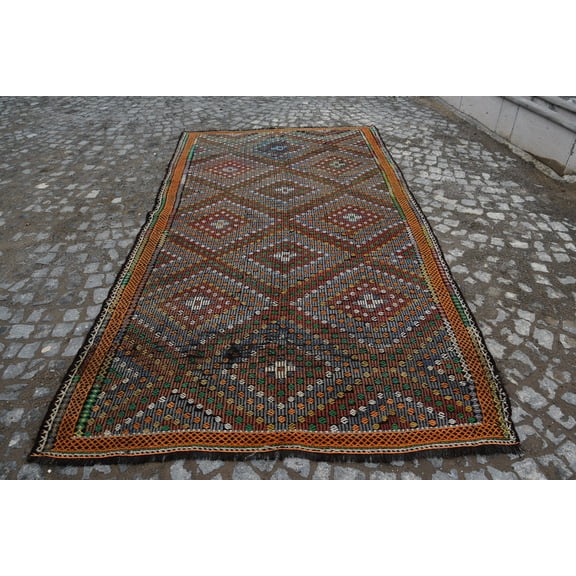 Antique Rugs, Turkish Rug, Moroccan Rugs, 6.5x11.2 ft Oversize Rug, Kilim