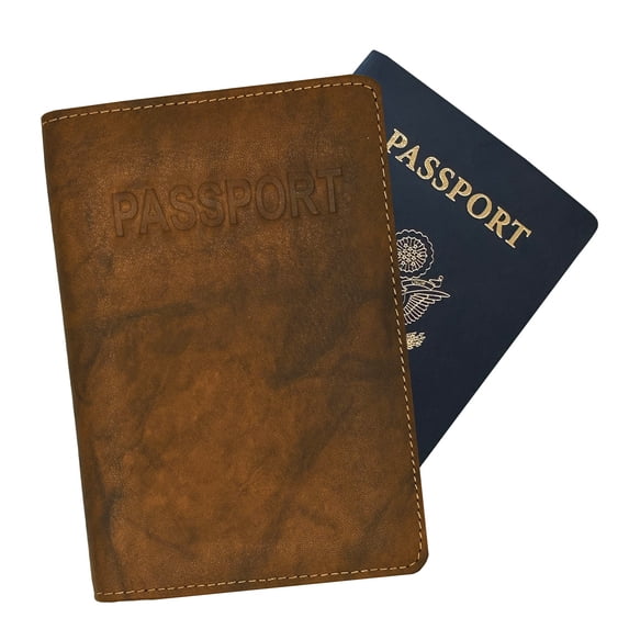 Antique Saddle Genuine Leather RFID Passport Cover