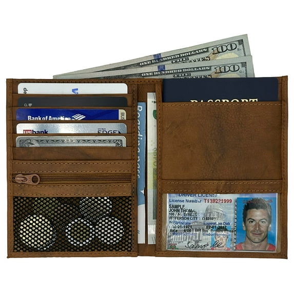 Antique Saddle RFID Blocking Genuine Leather Travel Passport Wallet Holder