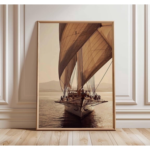 Antique Sailboat Maritime Poster, Unframed Paper Poster 8x10in