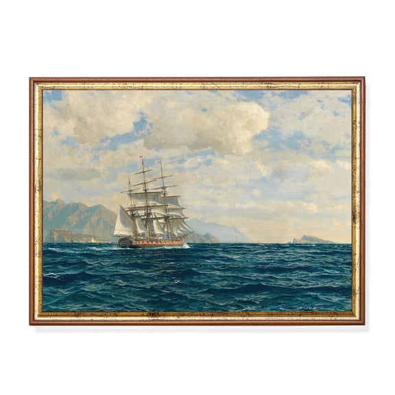 Antique Sailing Ship Art Print Poster 19th Century Nautical Seascape, Size 8x12 UNFFRAMED F03.1.7l1198