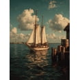 thumbnail image 1 of Antique Sailing Ship Seascape Canvas Beach House Nautical Fine Wall Art, 1 of 8