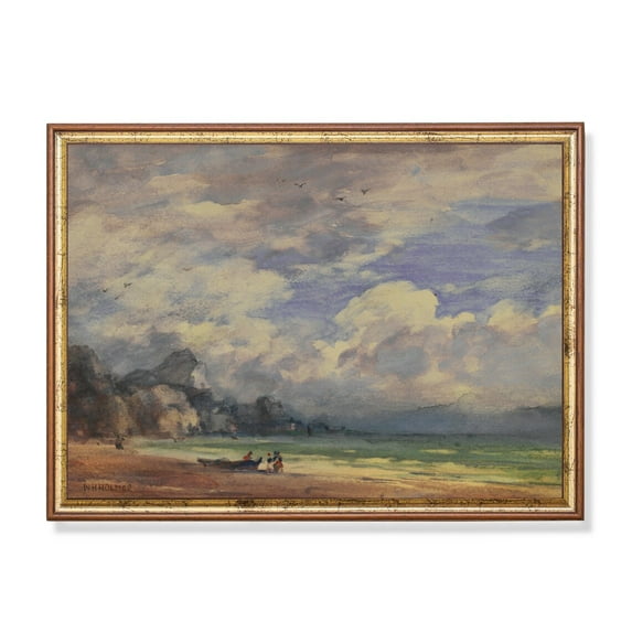 Antique Seascape Vintage Ocean Waves Coastal Art Home Decor, 24x36 UNFRAMED