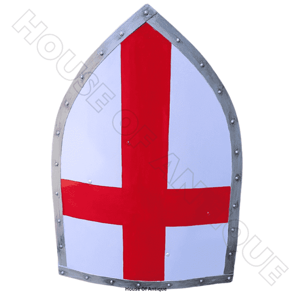 Antique Shield Collectible with St. George Cross – Medieval Crusader Replica