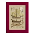 thumbnail image 1 of Antique Ship Plan II -Framed Print w/glass-Cherry Red, 1 of 8