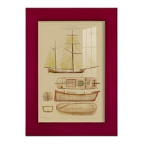 Antique Ship Plan IV -Framed Print w/glass-Cherry Red