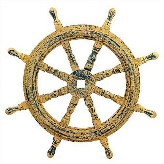 "Antique Shipwrecked Rustic Old Age Style Wooden Ship Wheel | Pirate's Nautical Maritime Gifts Ideas | Captain's & Sailor's Ocean Themed Wall Decor Ideas | Classic Boat Steering Wheel (36 Inches)"
