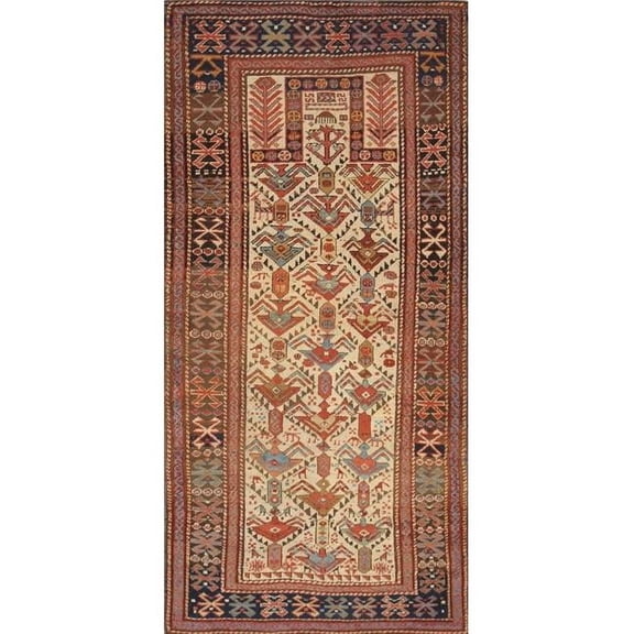 Antique Shirvan Collection Ivory Lamb's Wool Area Rug