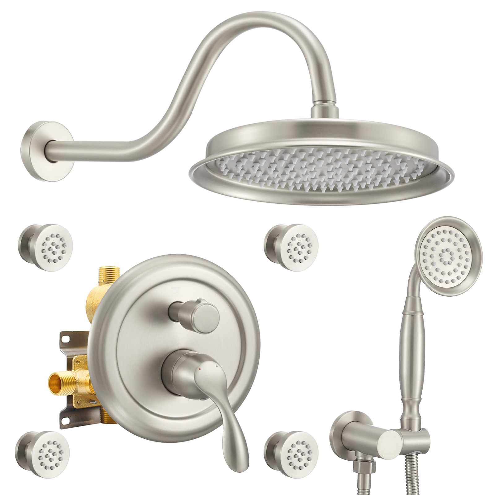 ALFI brand AB2534BN Brushed Nickel Single Lever Floor Mounted Tub