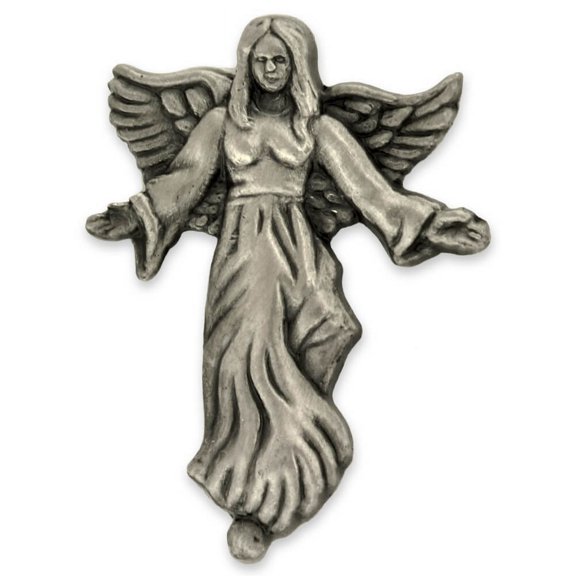 Antique Silver Angel with Flowing Dress Spiritual Lapel Pin