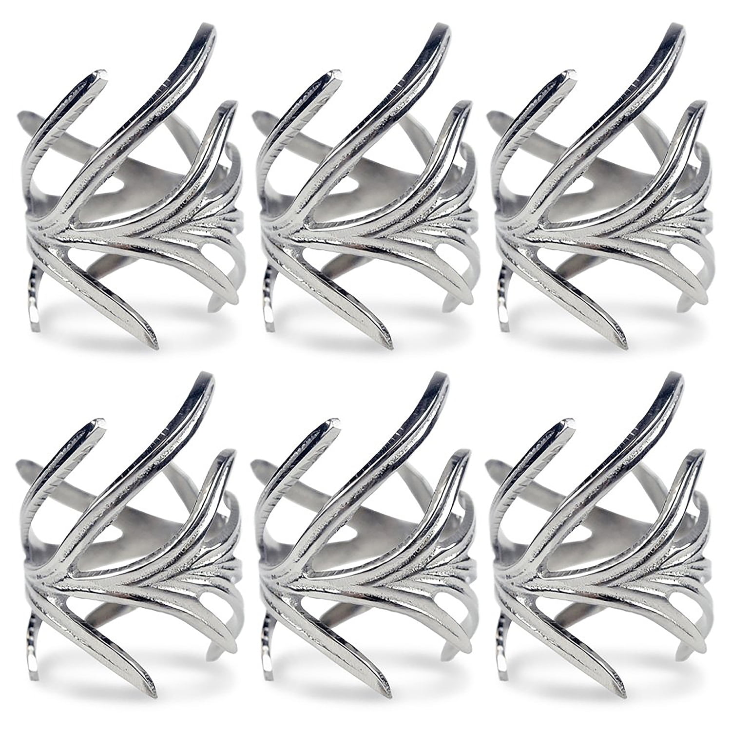 Antique Silver Branch Design Napkin Rings Set of 6