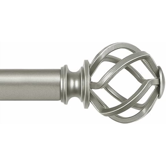 Antique Silver Curtain Rod 32 to 58 inch(2.6-4.8ft), 1 inch Adjustable Single Curtain Rods for Windows 28 to 48 inch, Decorative Drapery Rod with Twisted Cage Ends