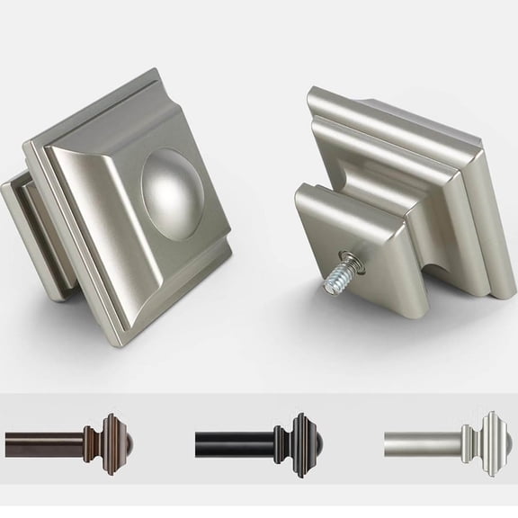 Antique Silver Curtain Rods for Windows, Heavy Duty Decorative Single Drapery Rods, Square End