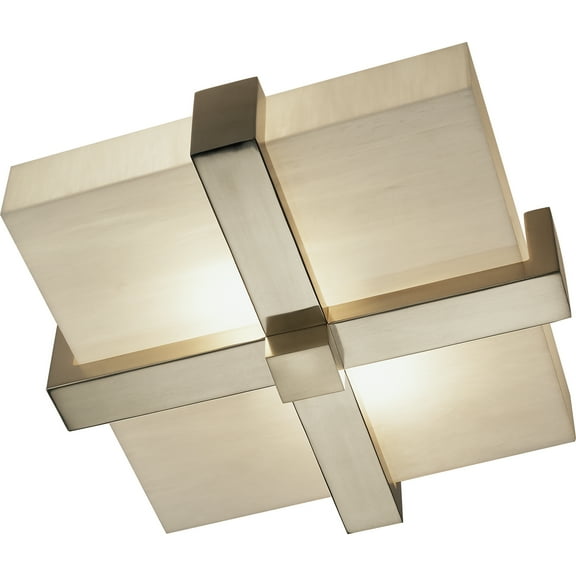 Antique Silver Flushmount Lighting Fixture with Marbleized Glass Shade - Modern Geometry Design, E26 Socket, 2-Bulb, UL Listed