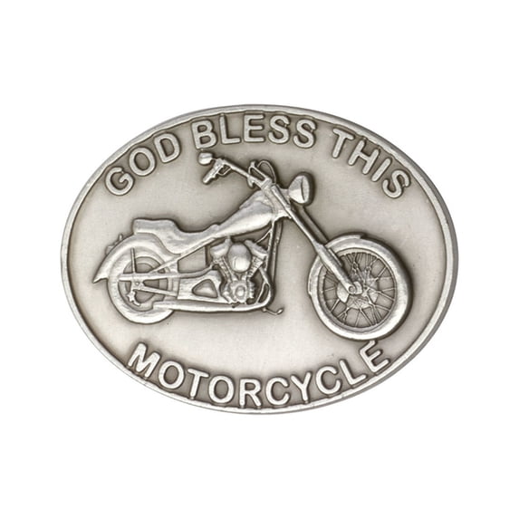 Antique Silver God Bless This Motorcycle Visor Clip