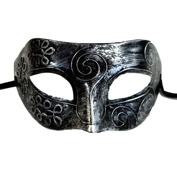 Antique Silver Gray Roman Greek Men Venetian Mardi Gras Party Masquerade Mask