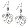 thumbnail image 1 of Antique Silver Hammered Flower Petal Boho Statement Earrings, Platinum Ear Wires, 1 of 5