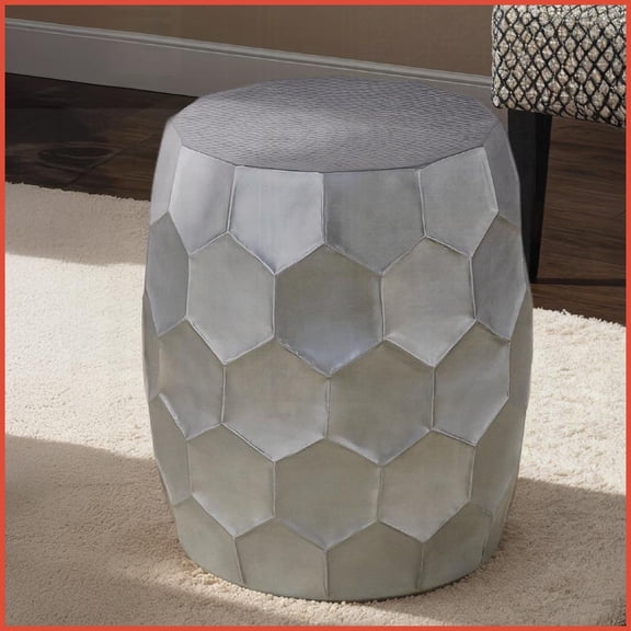 Antique Silver Hand-Hammered Coffee Table - Aluminum, Diamond-Patterned Base, Easy-Clean, No Assembly for Living Room