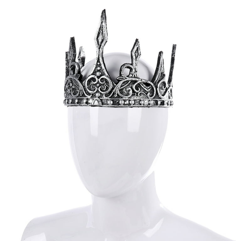 Antique Silver King Medieva Crown Headband Pu Crown Men Crown Headdress  Party Favors