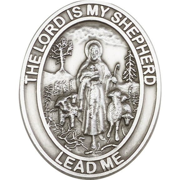 Antique Silver Lord Is My Shepherd / Psalm Visor Clip - 1 5/8 x 1 1/4 Inches