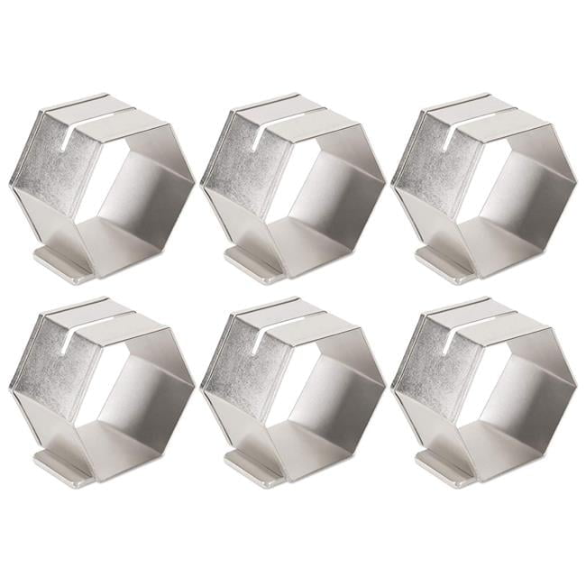 Hexagonal Silver Iron Napkin Ring Set - Set of 6