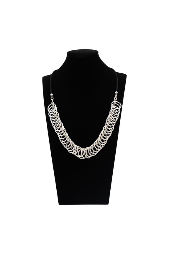 Antique Silver Plated Circle Hang on Chain Necklace