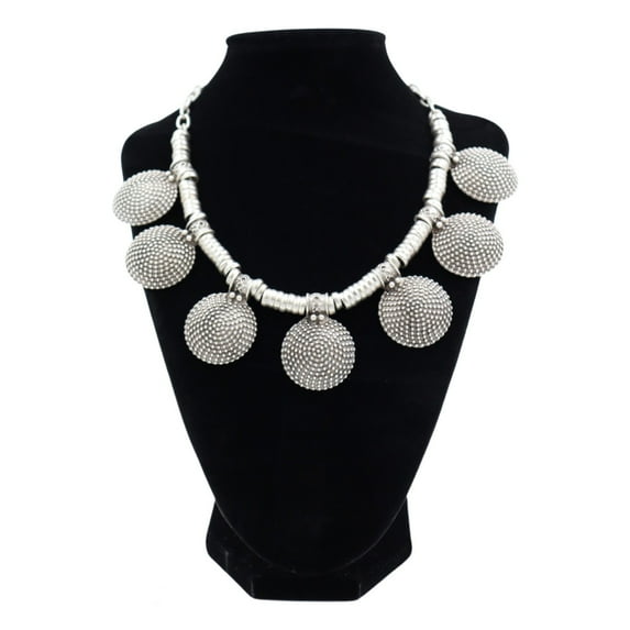 Antique Silver Plated Speckled Mushrooms Necklace
