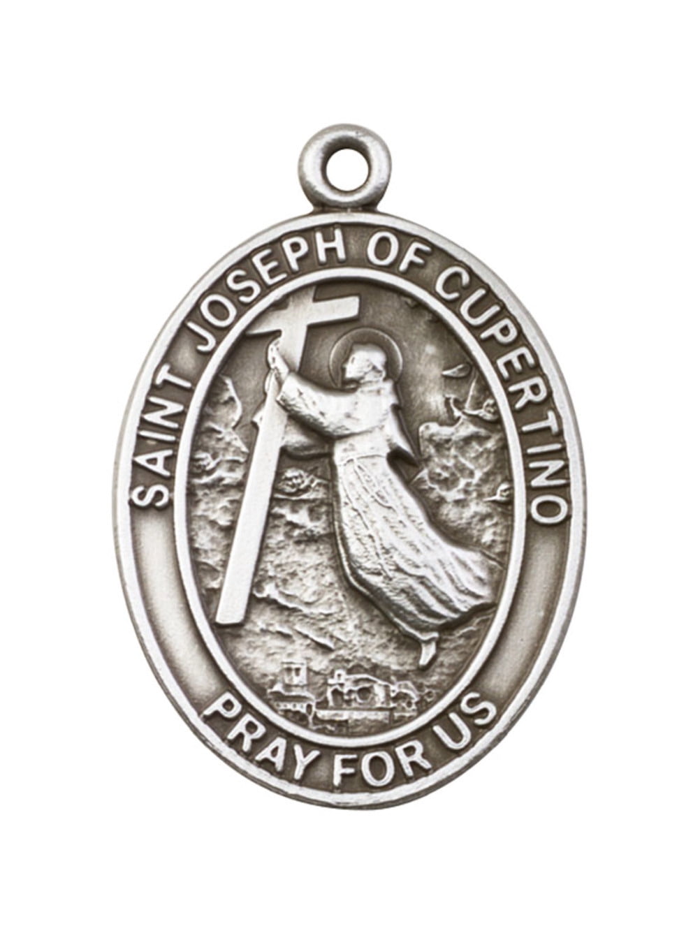 Antique Silver-Plated St. Joseph of Cupertino Keychain 1 7/8 x 1 1/4 inches