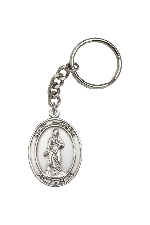 Antique Silver St. Barbara Keychain