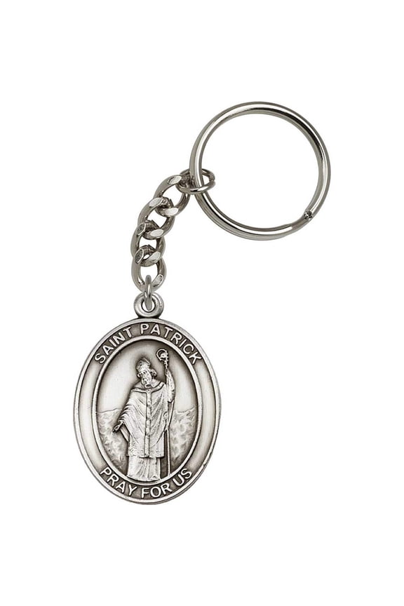 Antique Silver St. Patrick Keychain