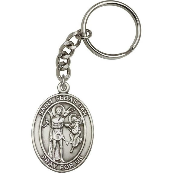 Antique Silver St. Sebastian Keychain