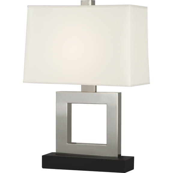 Antique Silver Table Lamp with Rectangular Snowflake Fabric Shade - Modern Geometric Design, E26 Socket, 3-Way Switch, UL Listed