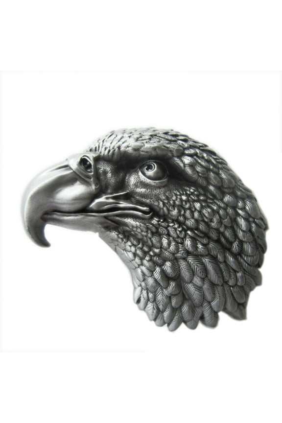 Antique Silver Vintage Style Eagle Head Wildlife Western Belt Buckle