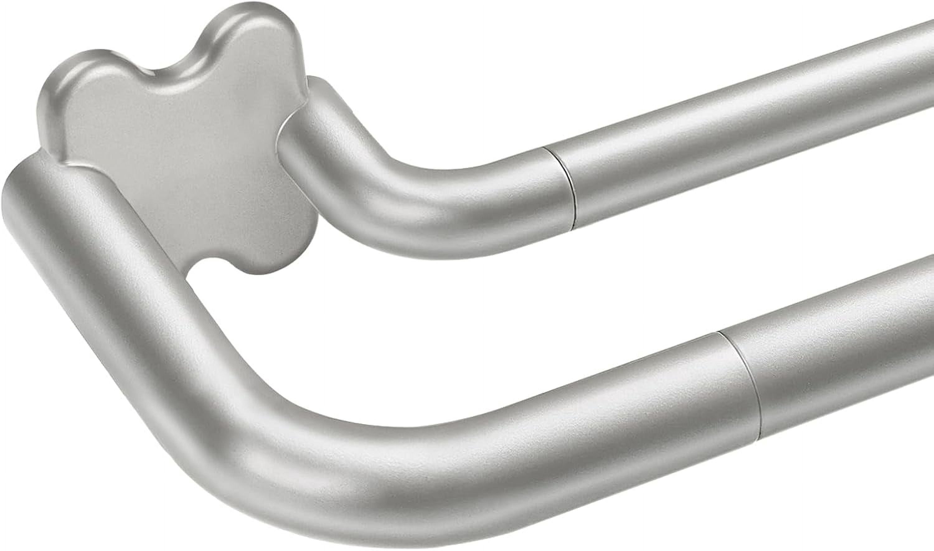 Antique Silver Wrap Around Double Curtain Rods Set, Blackout Daul ...