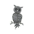 thumbnail image 1 of Antique Silvery Tone Grey Rhinestones Owl Bird Hoot Branch Brooch Pin, 1 of 1