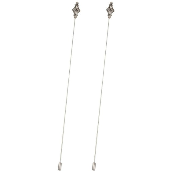 Antique Silvery Tone Hat Pin Long Handle Geometric Hatpin Stick Lapel Pins for Women Men, 2 PCS Rhombus
